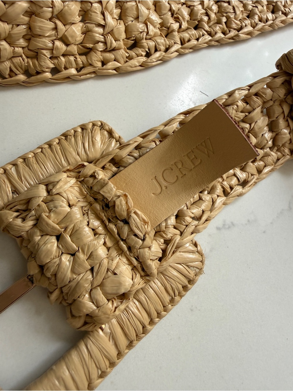 J. Crew Woven Square Buckle Belt Natural Rayon Raffia Belt Size XS/S - Picture 5 of 5